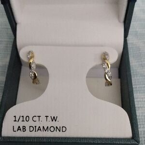 Diamond Brilliance Gold and Silver Twisted Hoop Earrings